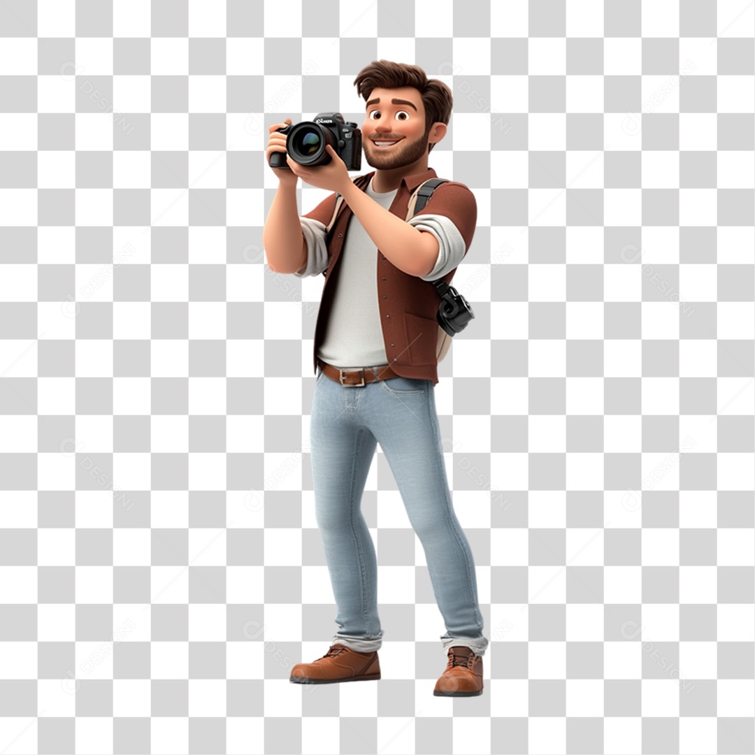 Fotógrafo Mascote Personagem PNG Transparente
