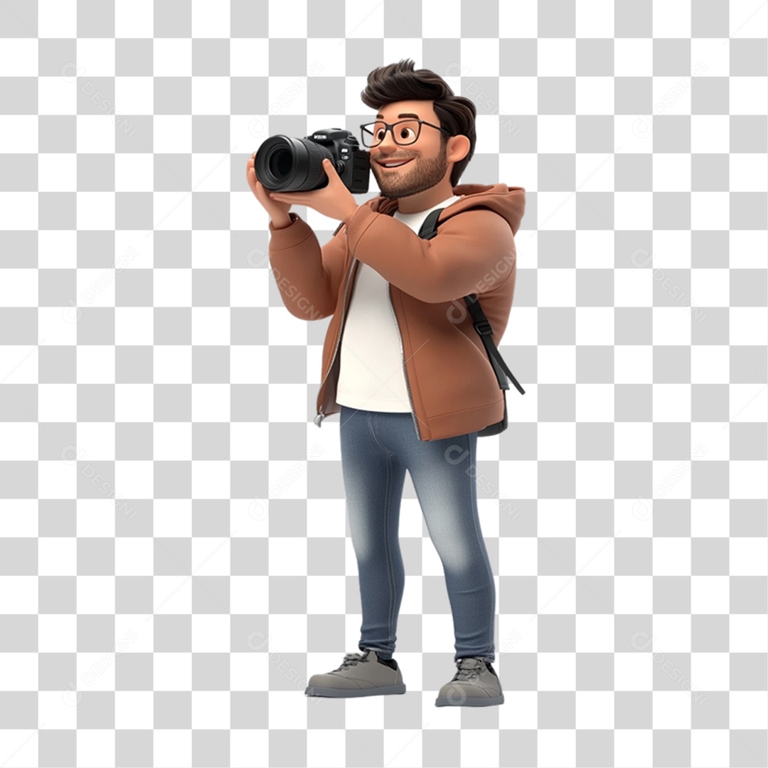 Fotógrafo Mascote Personagem PNG Transparente
