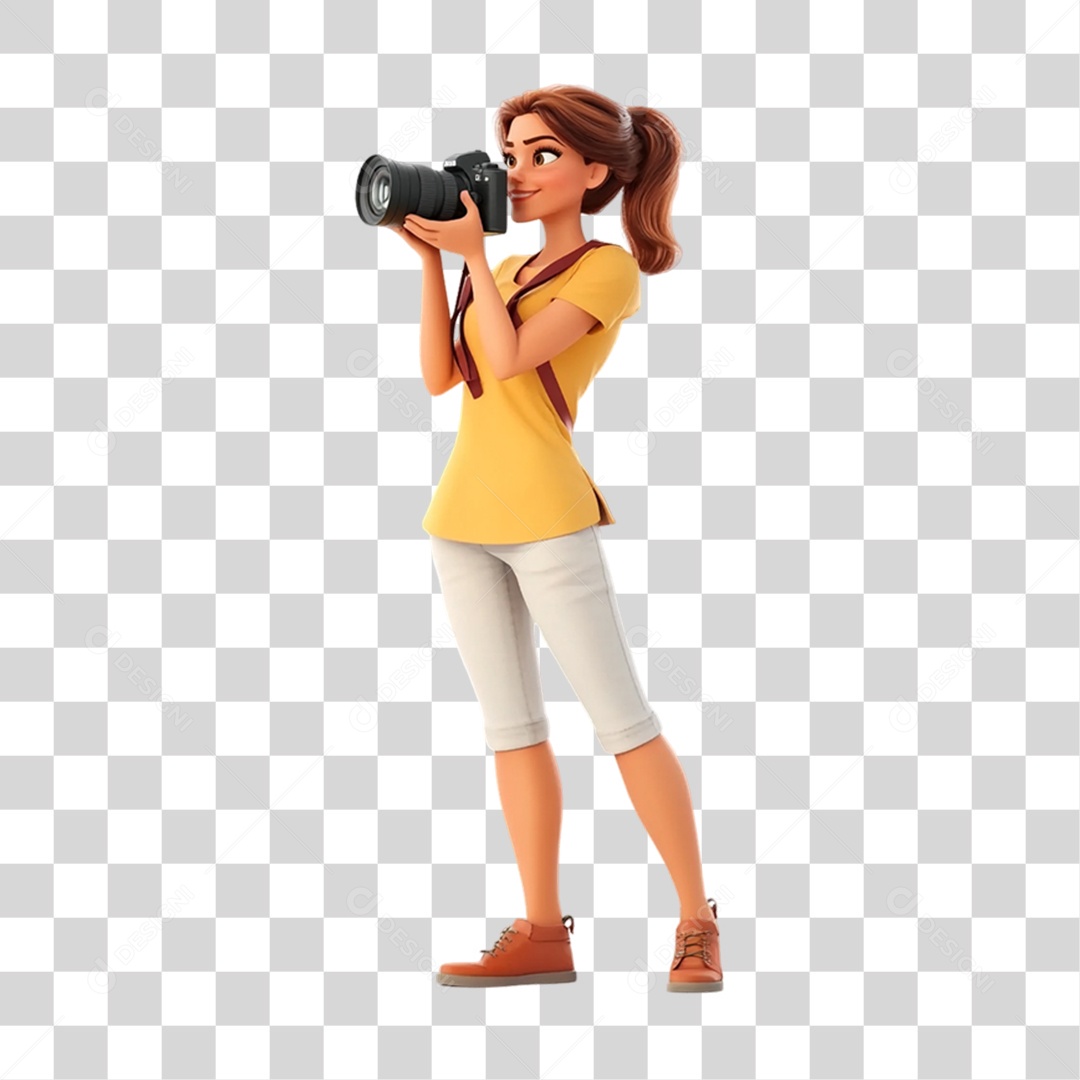 Fotógrafa Mascote Personagem PNG Transparente