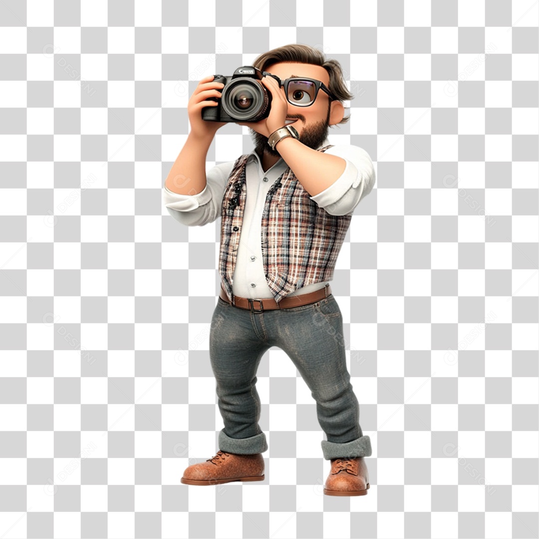 Fotógrafo Mascote Personagem PNG Transparente