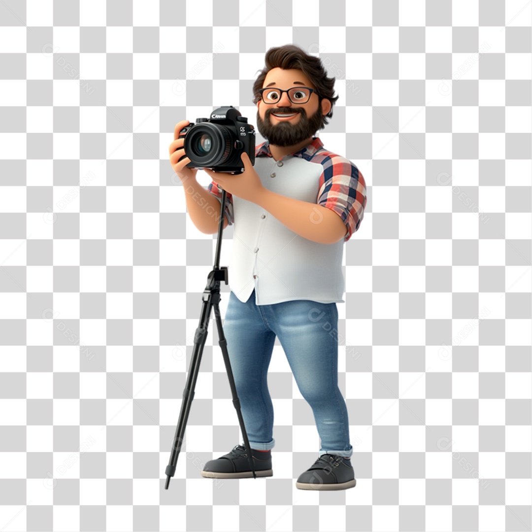 Fotógrafo Mascote Personagem PNG Transparente