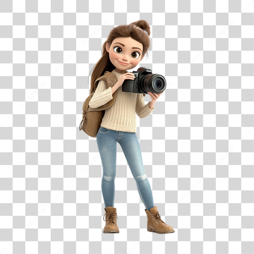 Fotógrafa Mascote Personagem PNG Transparente