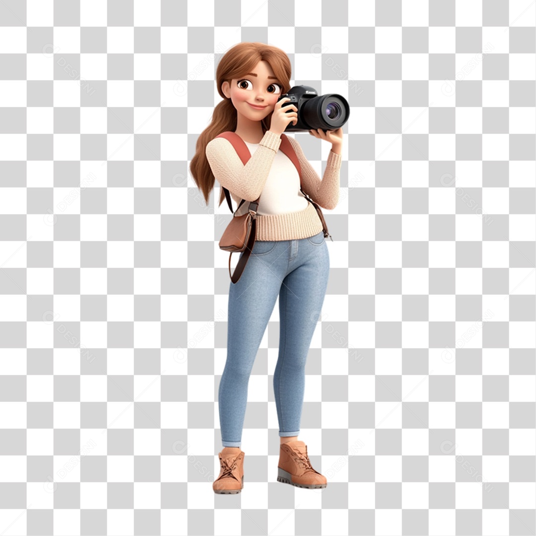 Fotógrafa Mascote Personagem PNG Transparente