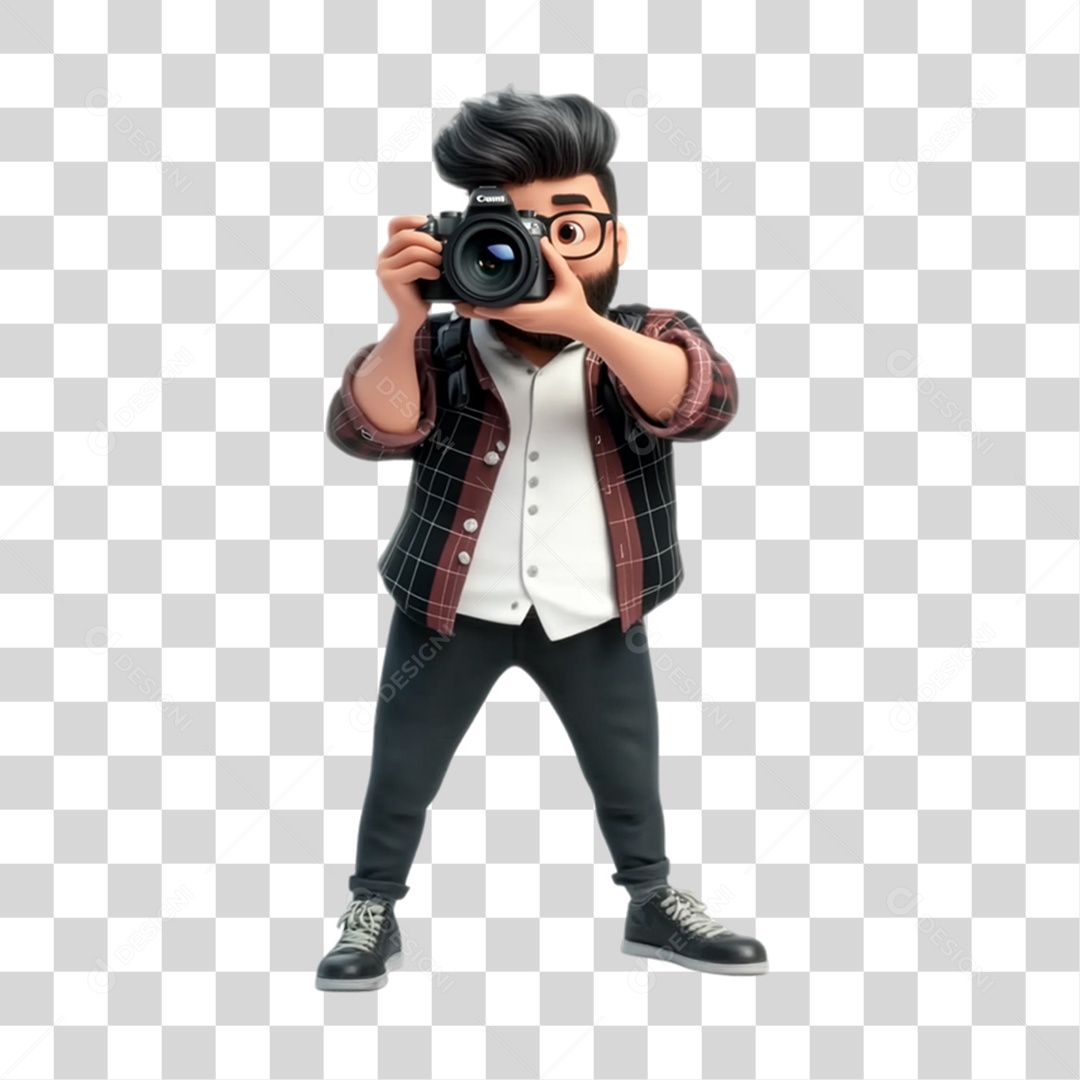 Fotógrafo Mascote Personagem PNG Transparente