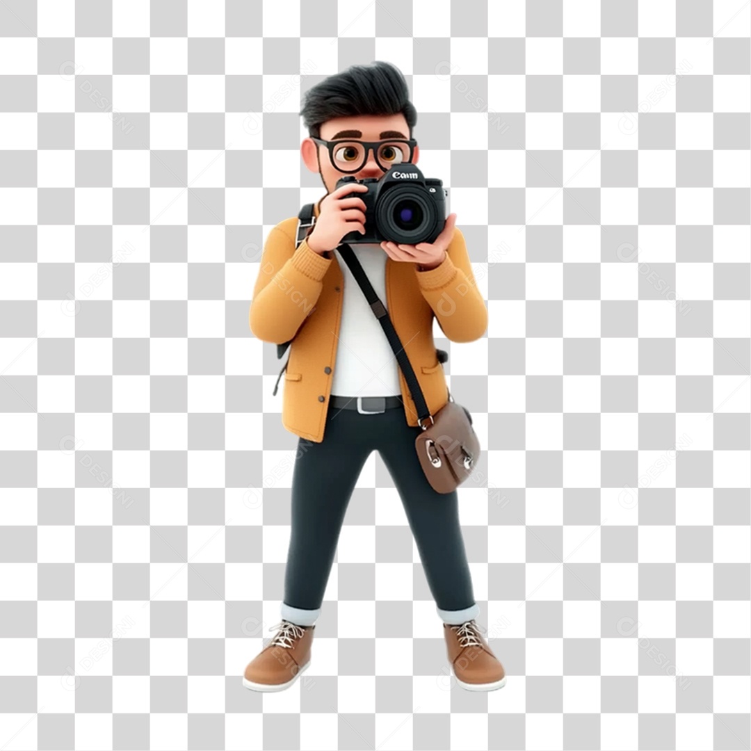 Fotógrafo Mascote Personagem PNG Transparente