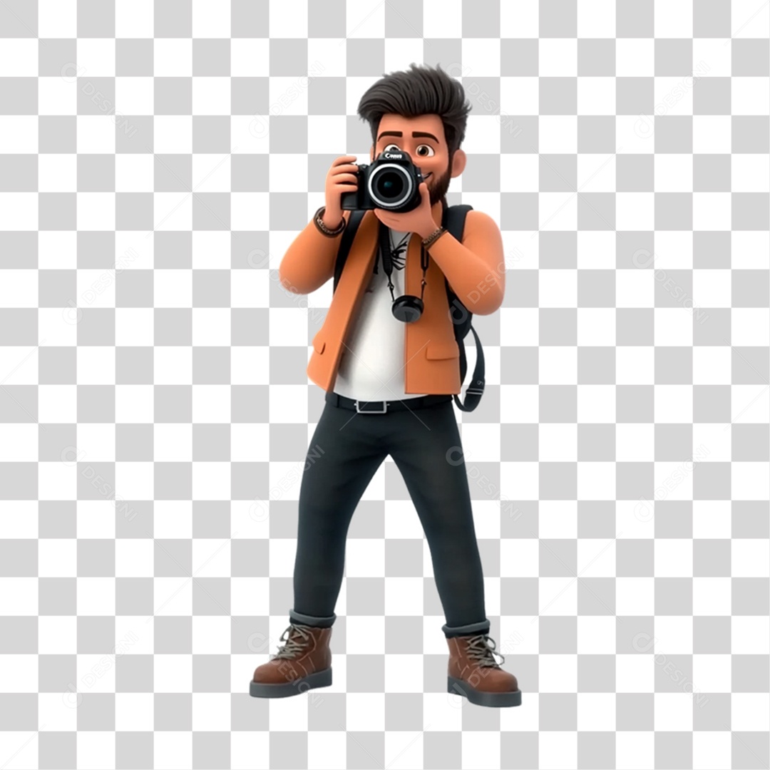 Fotógrafo Mascote Personagem PNG Transparente