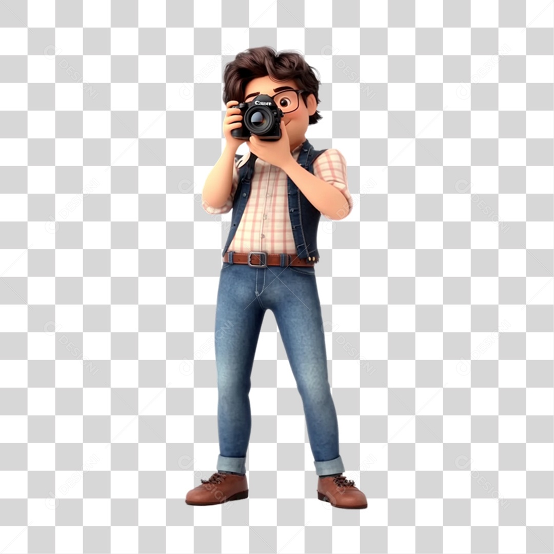 Fotógrafo Mascote Personagem PNG Transparente