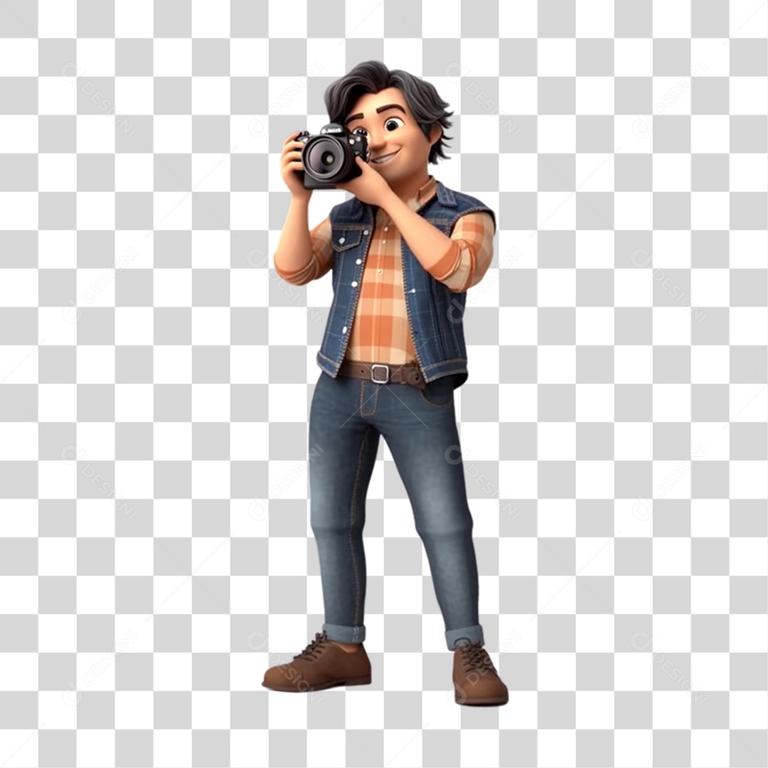 Fotógrafo Mascote Personagem PNG Transparente