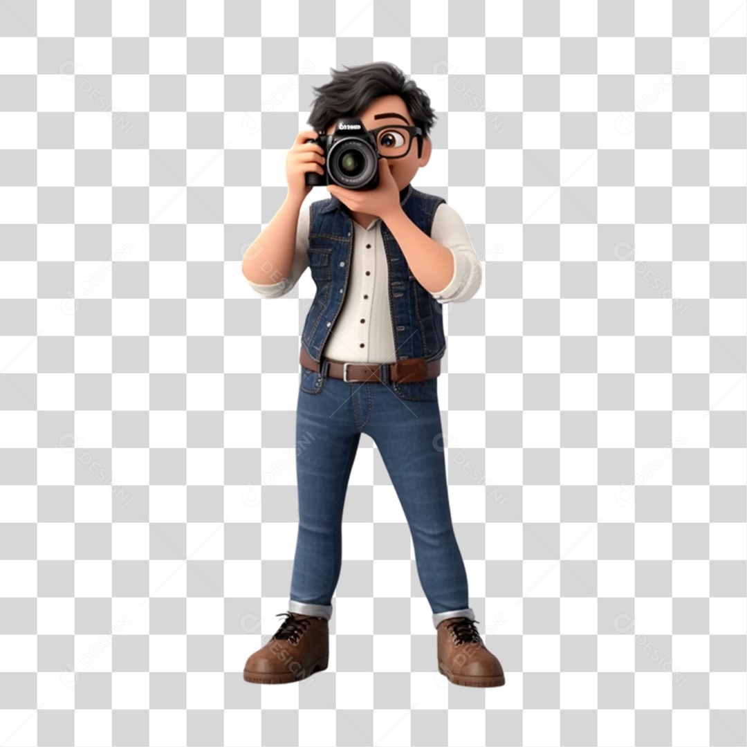 Fotógrafo Mascote Personagem PNG Transparente