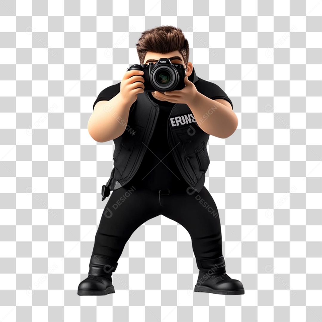 Fotógrafo Mascote Personagem PNG Transparente