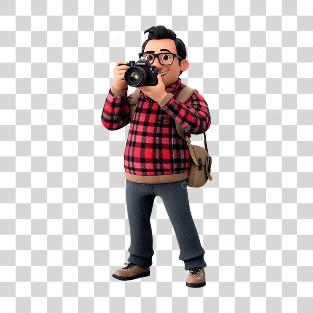 Fotógrafo Mascote Personagem PNG Transparente