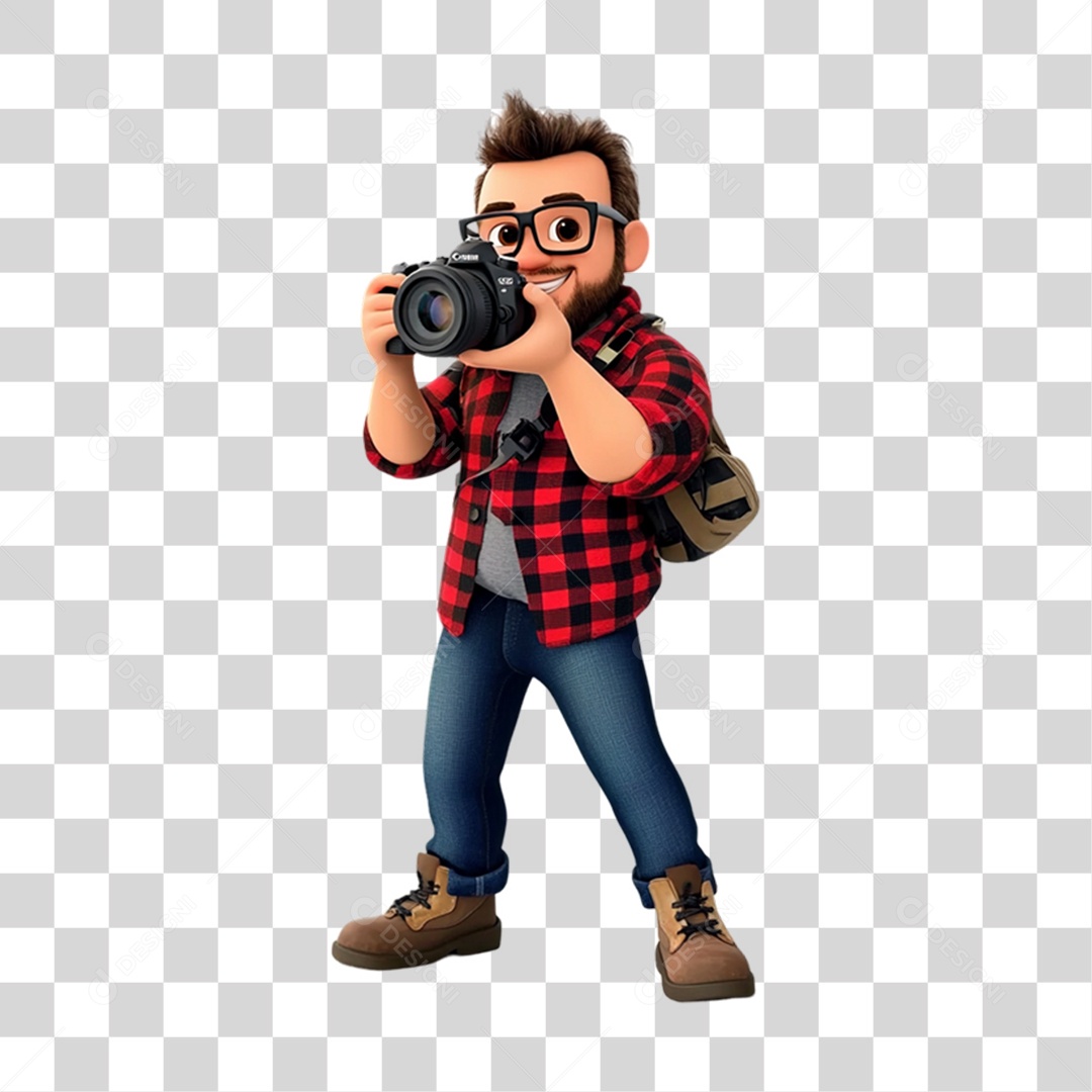 Fotógrafo Mascote Personagem PNG Transparente