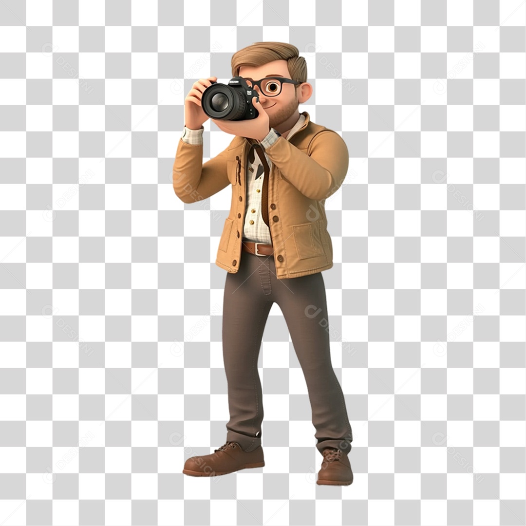 Fotógrafo Mascote Personagem PNG Transparente