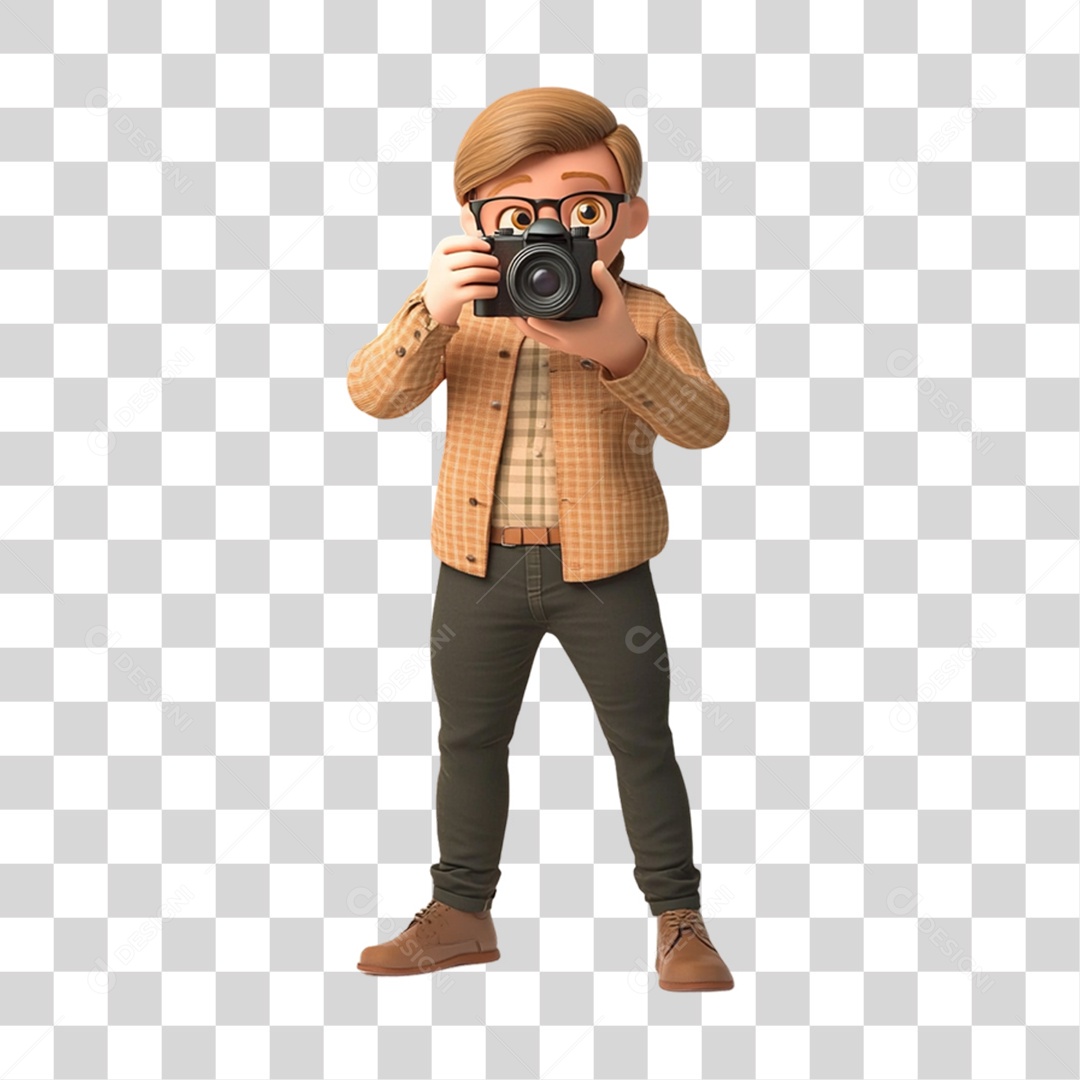 Fotógrafo Mascote Personagem PNG Transparente