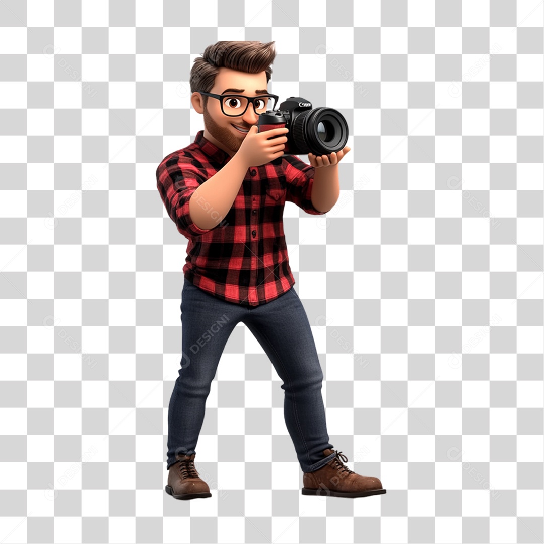 Fotógrafo Mascote Personagem PNG Transparente