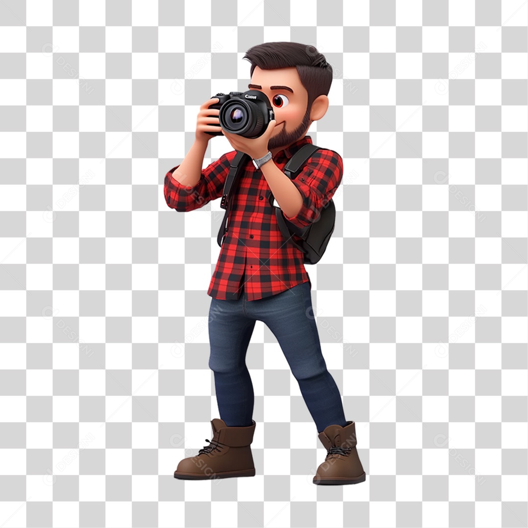 Fotógrafo Mascote Personagem PNG Transparente