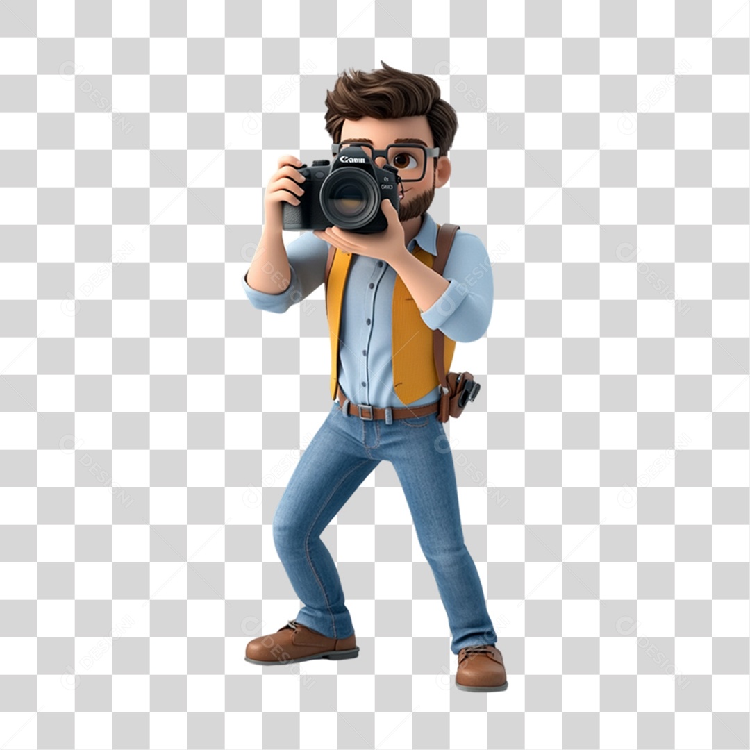 Fotógrafo Mascote Personagem PNG Transparente