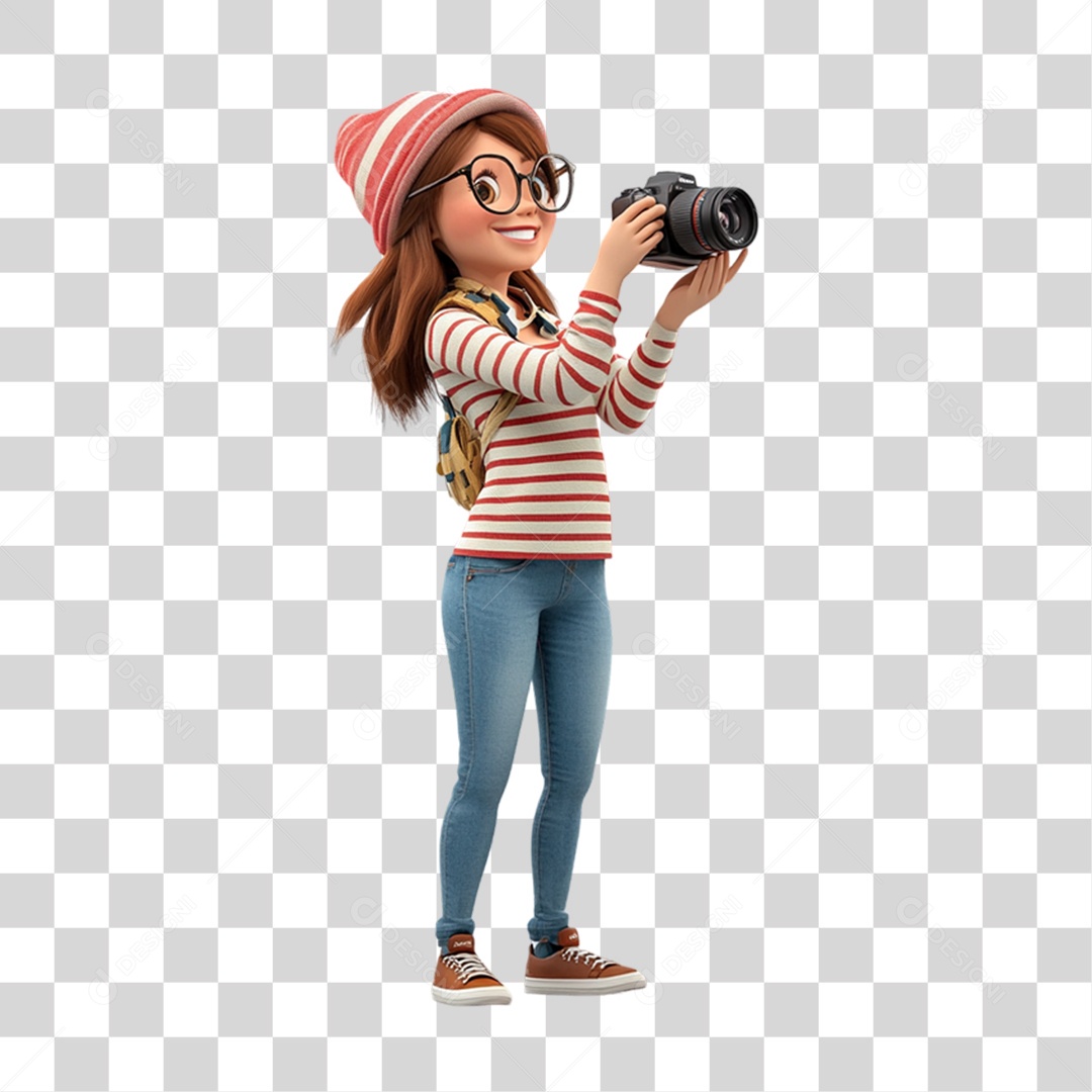 Fotógrafa Mascote Personagem PNG Transparente