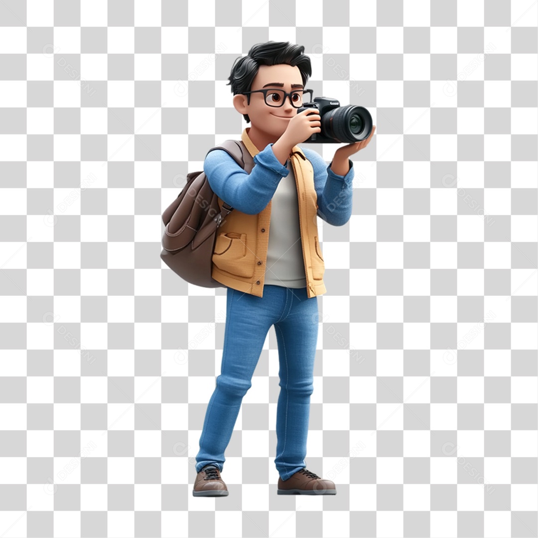 Fotógrafo Mascote Personagem PNG Transparente