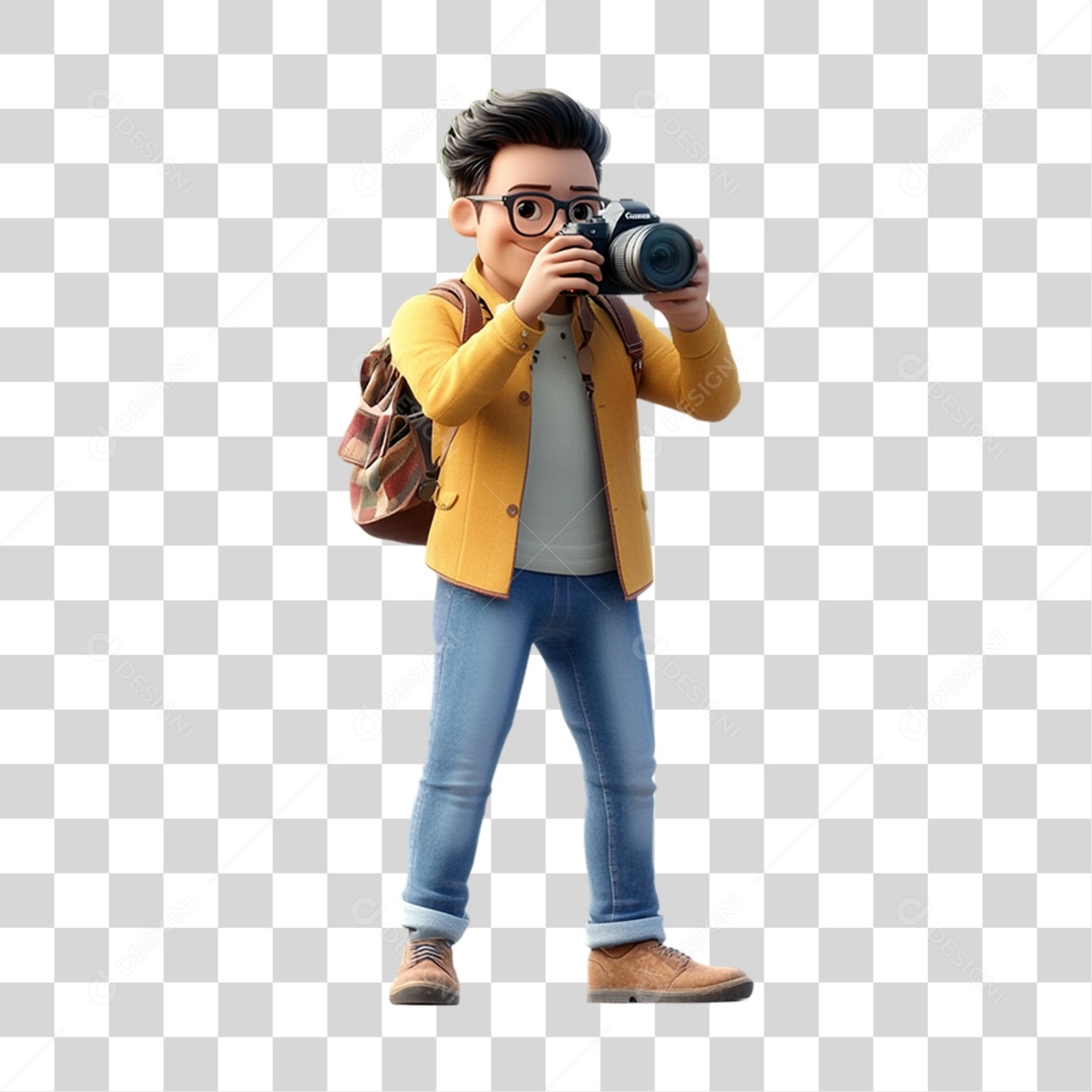 Fotógrafo Mascote Personagem PNG Transparente