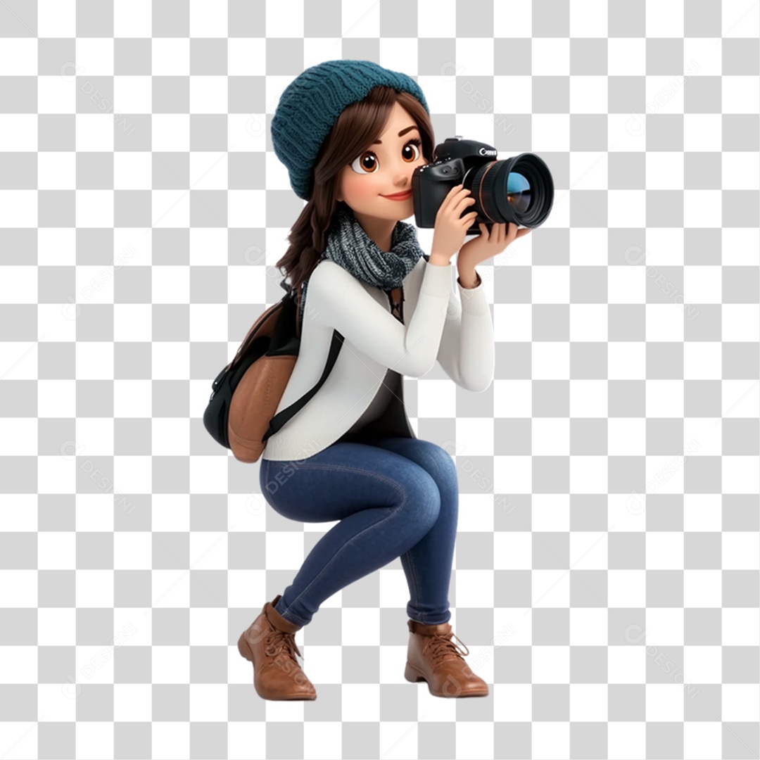 Fotógrafa Mascote Personagem PNG Transparente