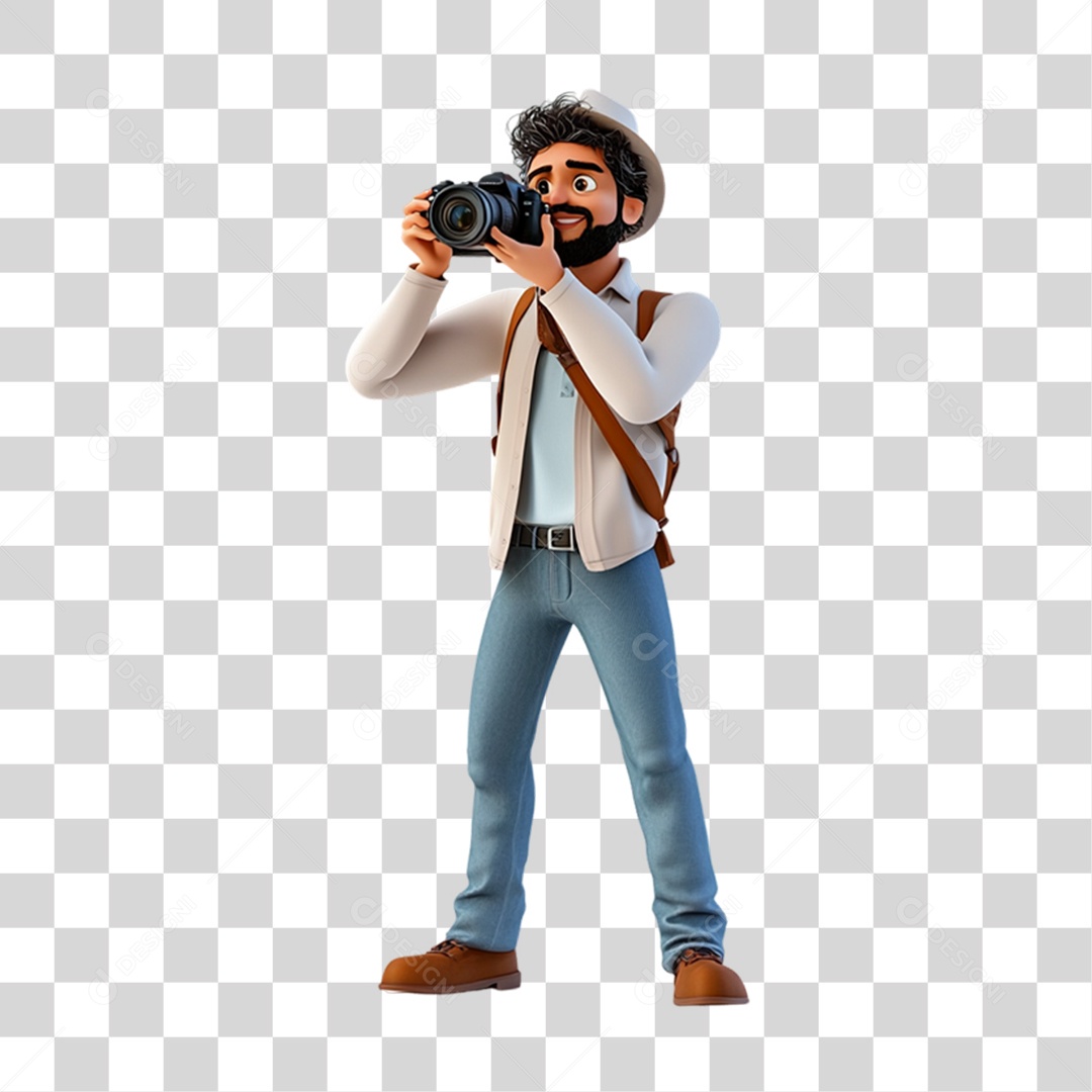 Fotógrafo Mascote Personagem PNG Transparente