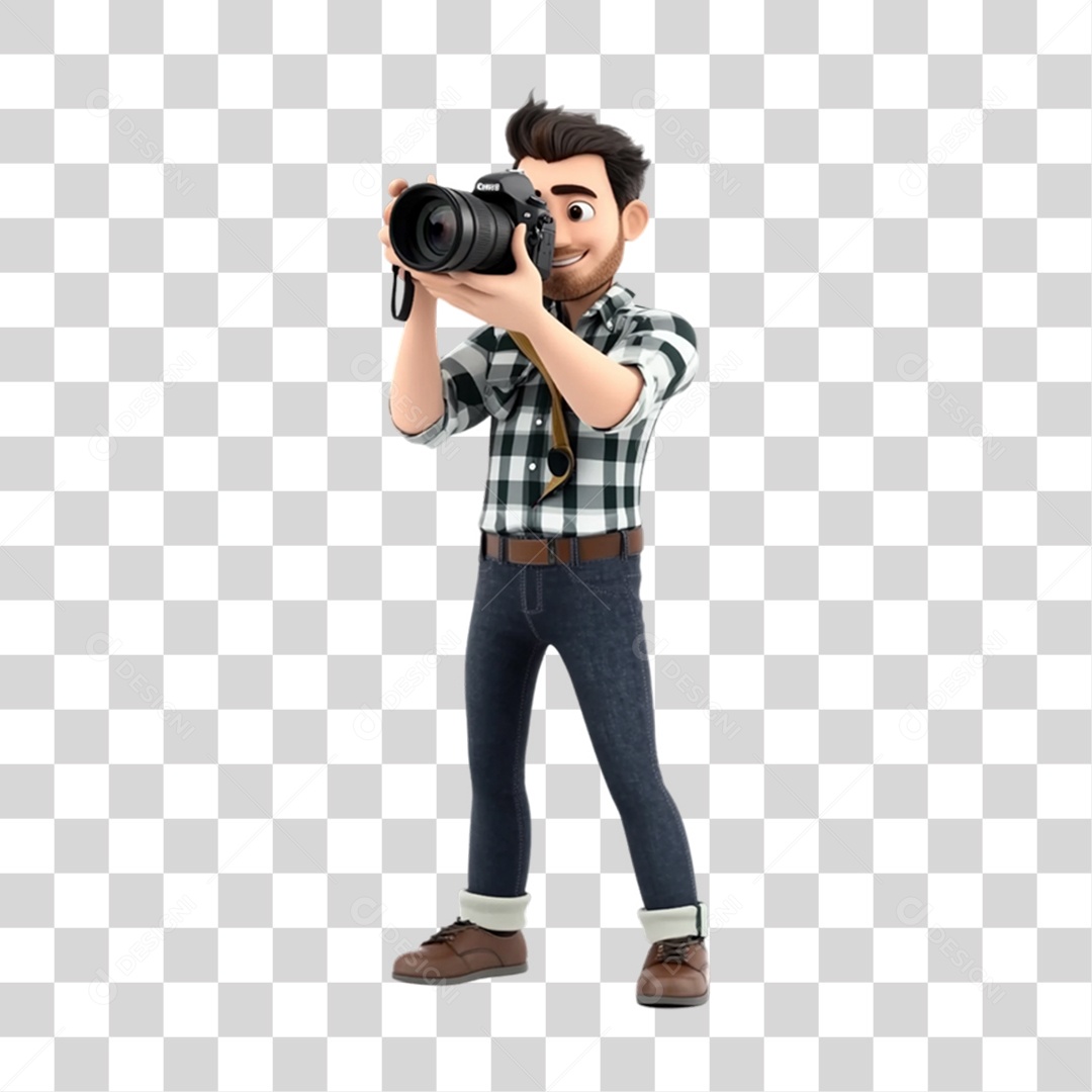 Fotógrafo Mascote Personagem PNG Transparente