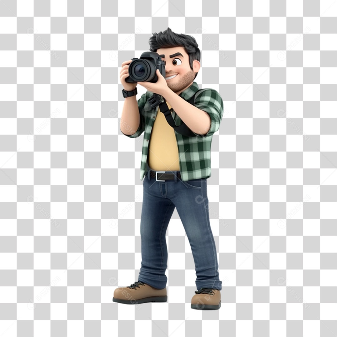 Fotógrafo Mascote Personagem PNG Transparente