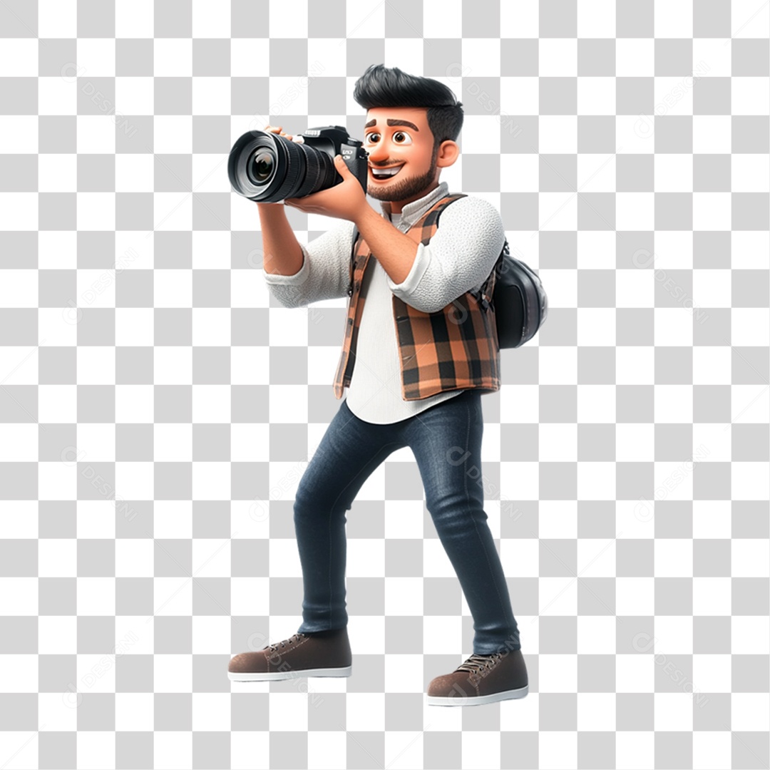 Fotógrafo Mascote Personagem PNG Transparente