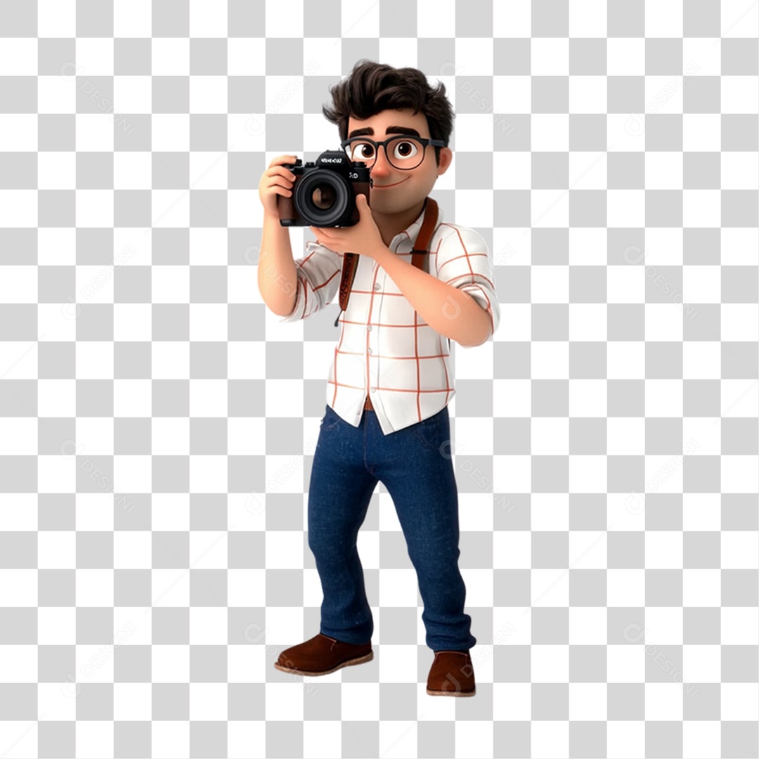 Fotógrafo Mascote Personagem PNG Transparente