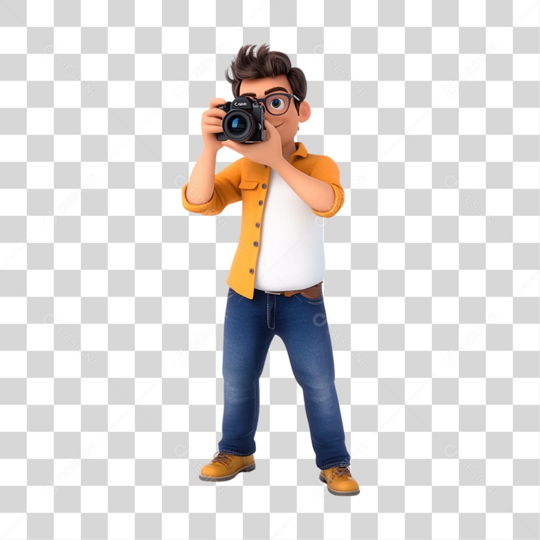 Fotógrafo Mascote Personagem PNG Transparente