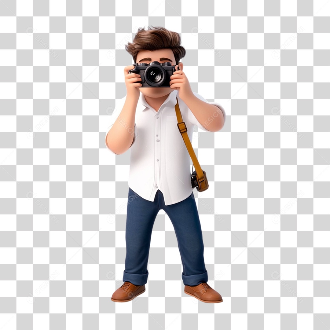 Fotógrafo Mascote Personagem PNG Transparente
