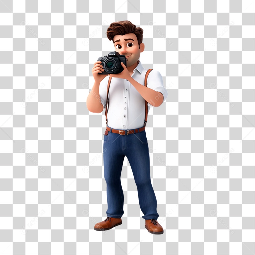 Fotógrafo Mascote Personagem PNG Transparente