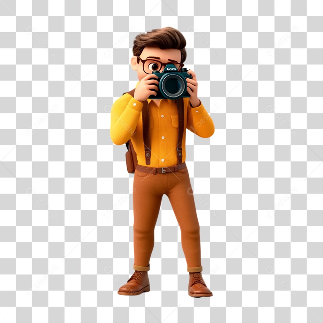 Fotógrafo Mascote Personagem PNG Transparente