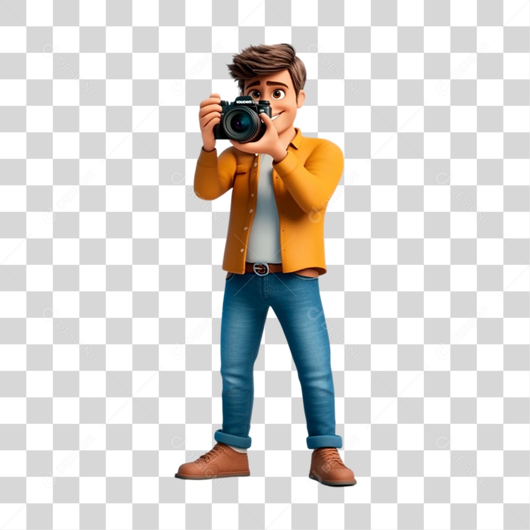 Fotógrafo Mascote Personagem PNG Transparente
