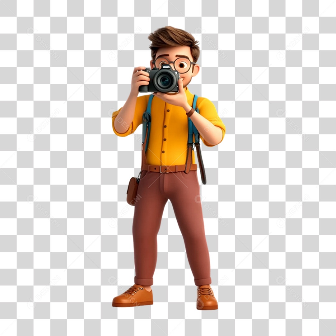 Fotógrafo Mascote Personagem PNG Transparente