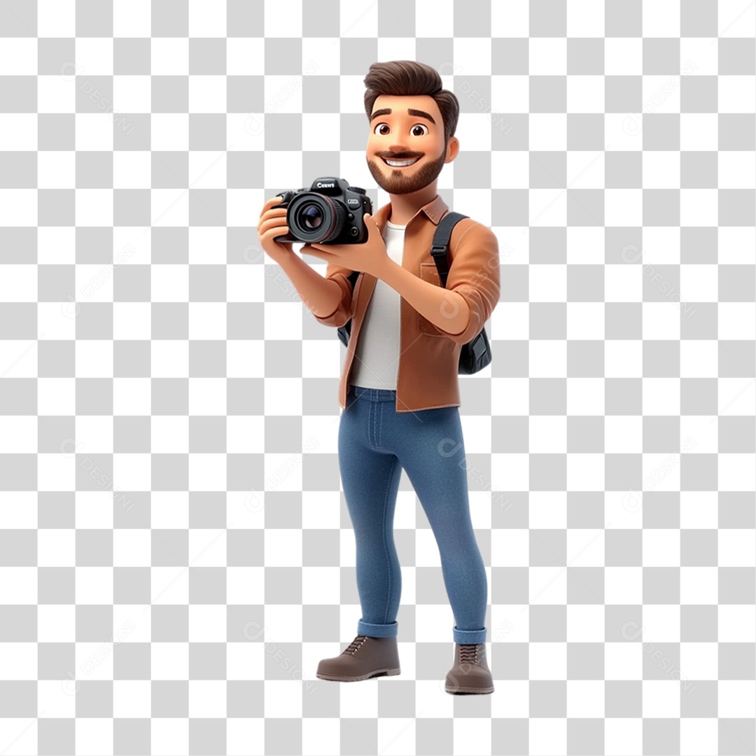 Fotógrafo Mascote Personagem PNG Transparente