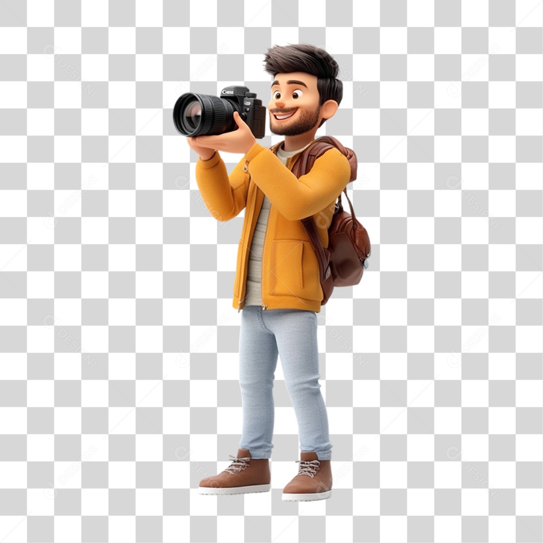 Fotógrafo Mascote Personagem PNG Transparente