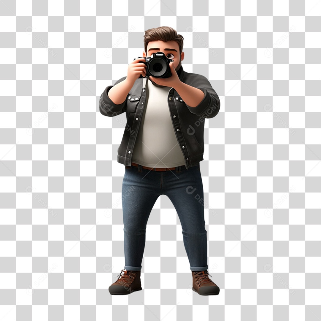 Fotógrafo Mascote Personagem PNG Transparente