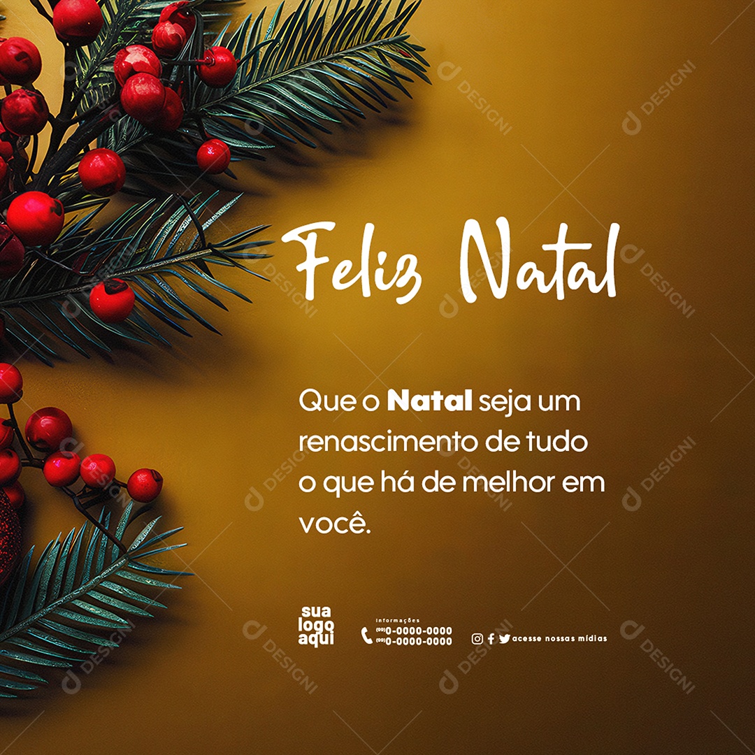 Mensagem Motivacional de Feliz Natal Social Media PSD Editável