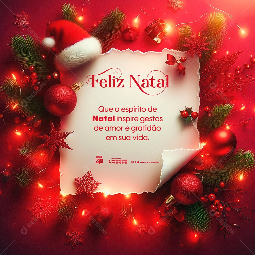 Mensagem Motivacional de Feliz Natal Social Media PSD Editável