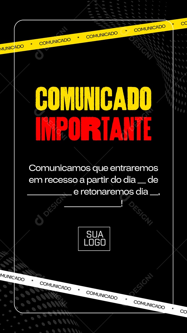 Recesso Comunicado Atendimento Especial Social Media PSD Editável