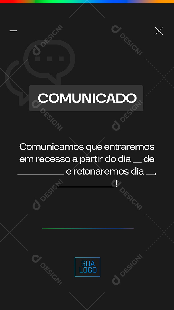 Recesso Comunicado Atendimento Especial Social Media PSD Editável