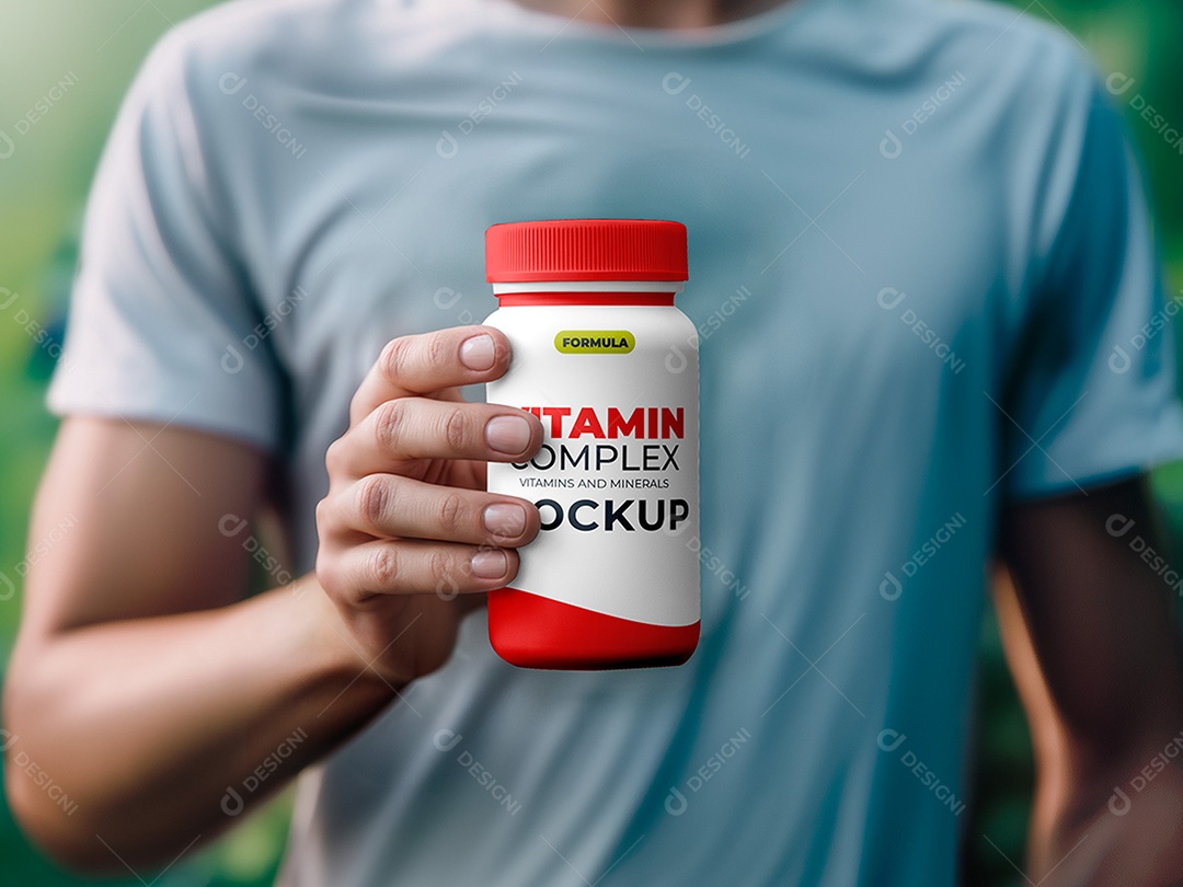 Mockup de Pote de Vitamina PSD Editável