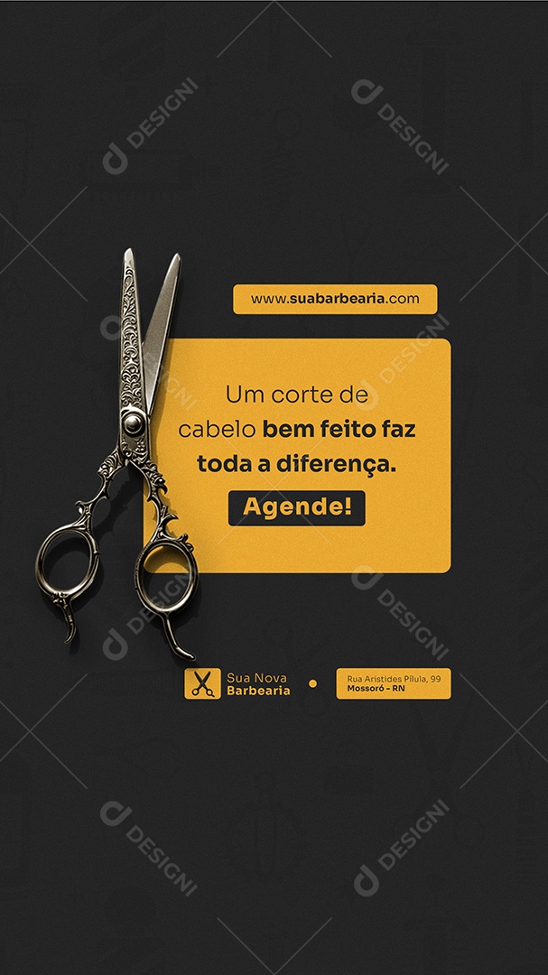 Story Barbearia Um Corte Bem Feito Agende Social Media PSD Editável