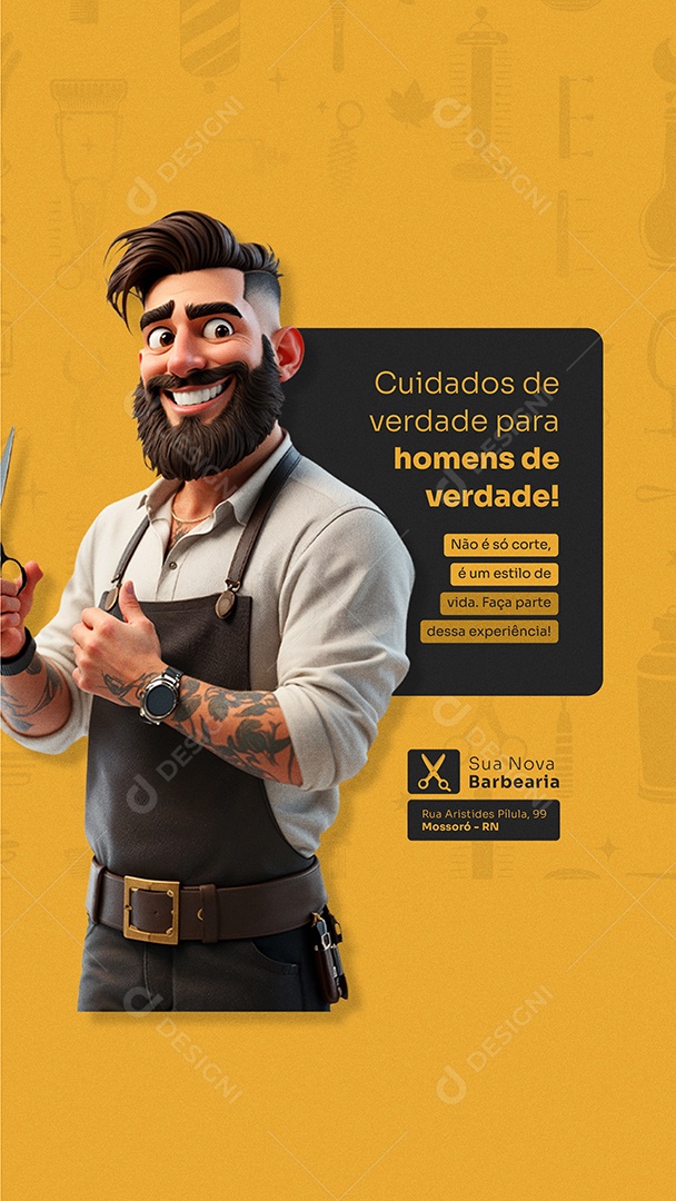 Story Barbearia Cuidados de Verdade Social Media PSD Editável