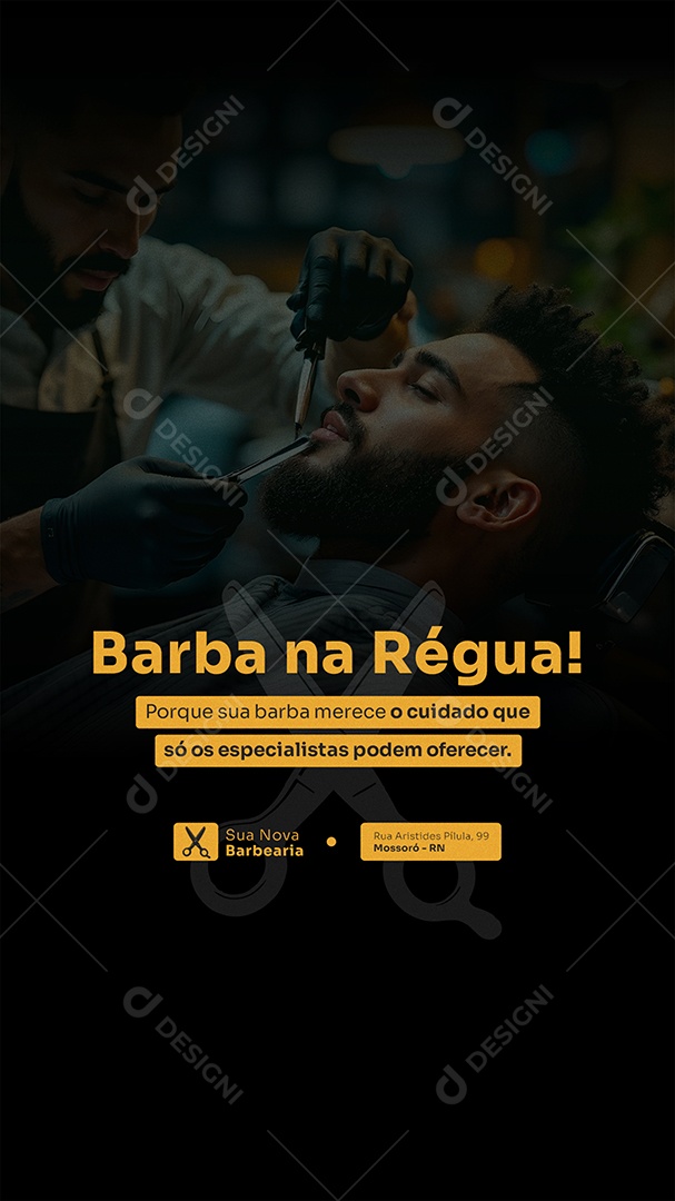 Story Barbearia Barba na Régua Social Media PSD Editável