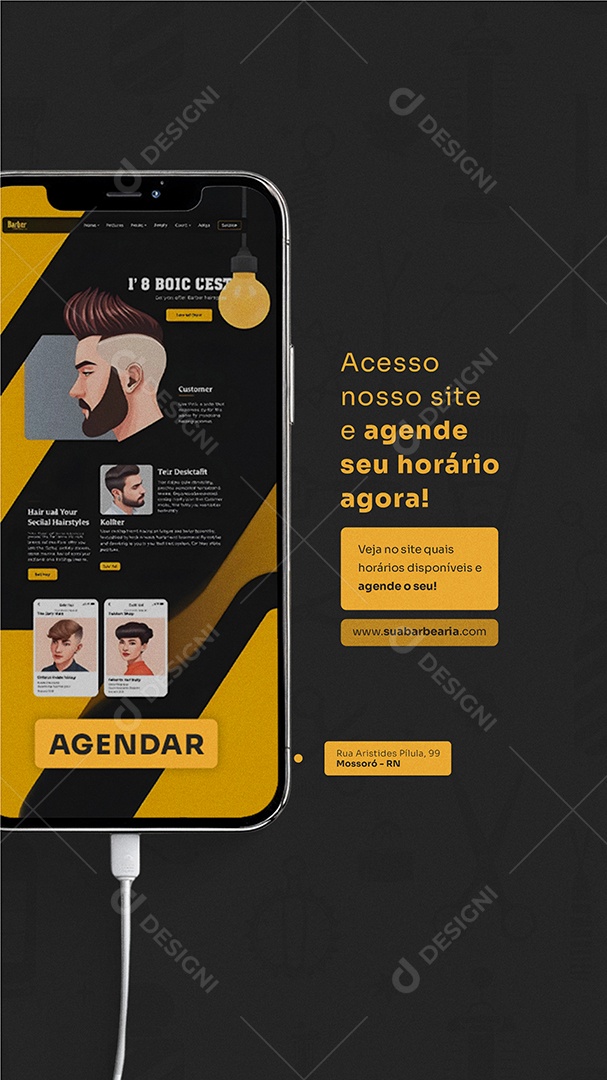 Story Barbearia Agende Seu Horário Social Media PSD Editável