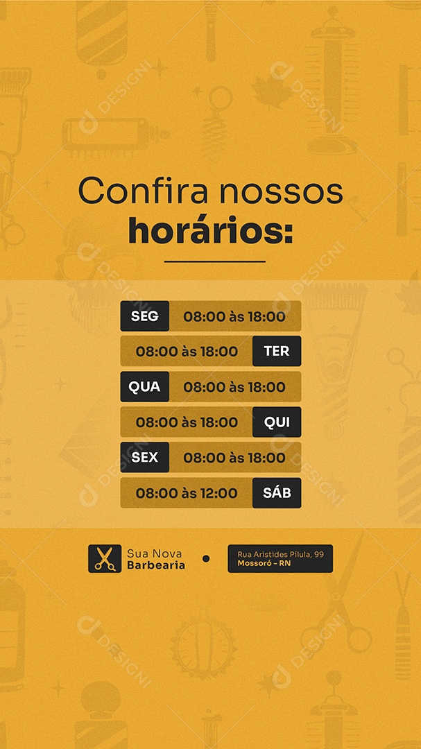 Story Barbearia Confira Nossos Horários Social Media PSD Editável