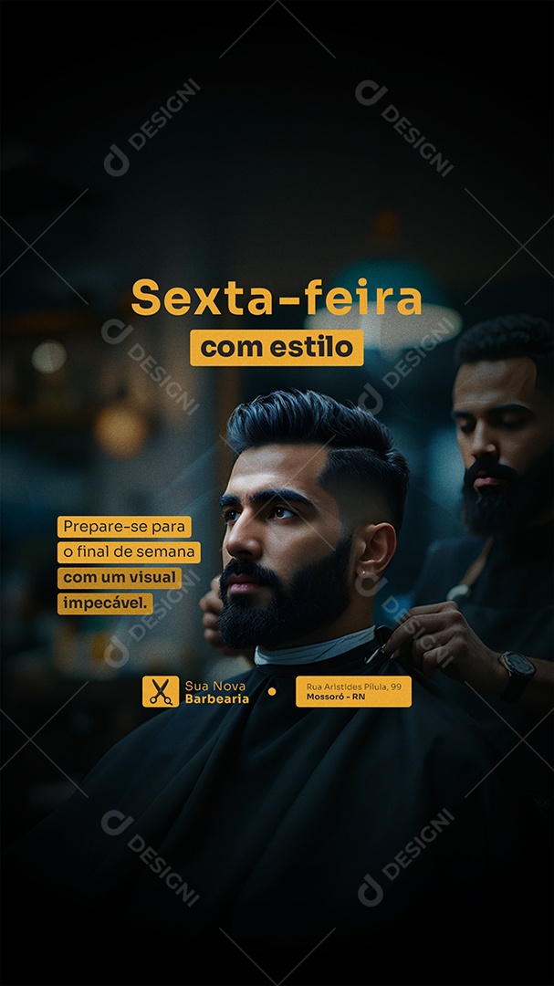 Story Barbearia Sexta Feira Com Estilo Social Media PSD Editável